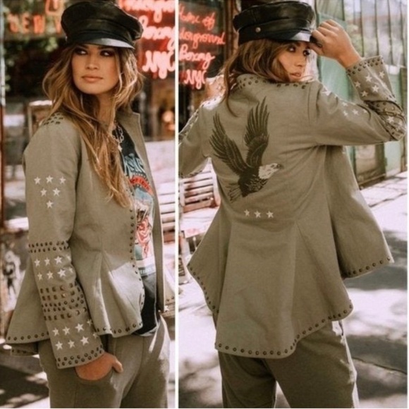 spell the gypsy Jackets & Blazers - Spell and The Gypsy Eagleback Matinee Embroidered
Studded Khaki Jacket L run S/M